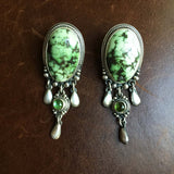 Classy Large Sterling Silver Super Rare Demele Turquoise Dangle Earrings