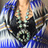 Large Handmade Carico Lake Squash Blossom Naja Necklace Signed B
