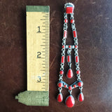 Beautiful Handmade Mini Clustered 26 Carat Red Coral Extra Long Dangle Earrings