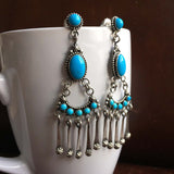 Pearls of Neptune Sleeping Beauty Turquoise Earrings Signed Carlos Santa Fe