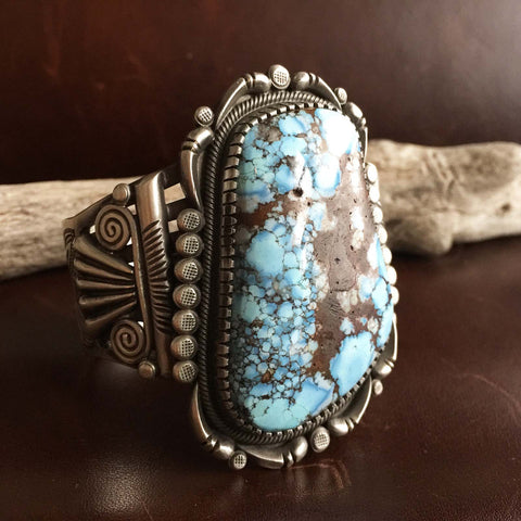 Large Handmade Sterling Silver Desert Lavender Statement Bracelet