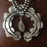 Large Handmade Carico Lake Squash Blossom Naja Necklace Signed B