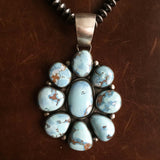 Large Statement 9-Stoned Desert Lavender Flower Pendant with Navajo Beads
