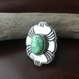 Beautiful Sterling Handmade Round Oval Light Blue Carico Lake Ring Size 7