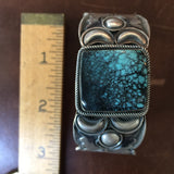 Sterling Silver Bracelet with Chinese Hubei Turquoise Signed Paul Livingston