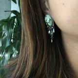 Classy Large Sterling Silver Super Rare Demele Turquoise Dangle Earrings