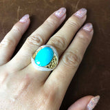 Eye of the Ocean 18K Gold Mini Diamond and Natural Sleeping Beauty Ring Size 6