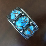 Beautiful Handmade 3 Stone Gobi Desert Lavender Sterling Silver Bracelet Cuff