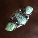 Beautiful Handmade Sterling Silver 3-Stone Carico Lake Turquoise Bracelet