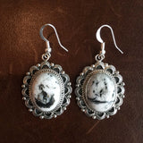 Beautiful Handmade Sterling Silver White Buffalo Oval Earrings Variation 1