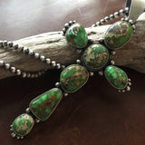 High Grade Carico Lake Turquoise Cross Necklace Sterling Signed Donovan Cadman