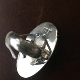 Beautiful Long Bright Red Coral Sterling Ring Signed Marita Benally Size 8