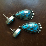 Handmade Simple Sterling Silver 2-Stone Ithaca Peaks Turquoise Earrings
