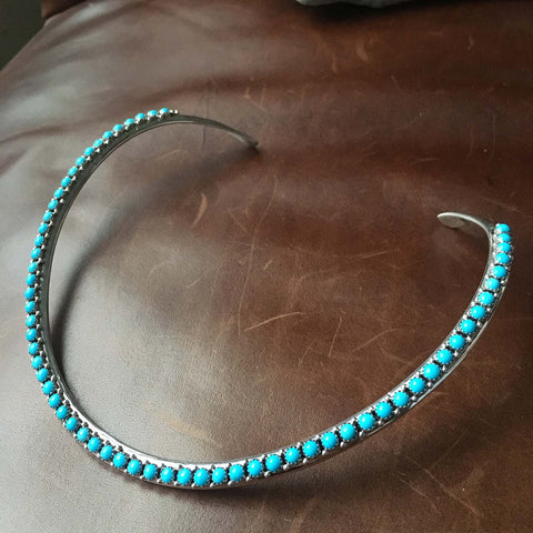 Natural Sleeping Beauty Sterling Choker Necklace One of a Kind Treasure