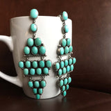 Large Statement Seagreen Campitos Medium Cluster Chandelier Earrings