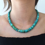 16" Carico Lake Turquoise Beaded Necklace Flat Beads Collector's Pick