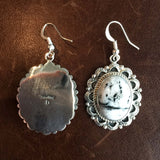 Beautiful Handmade Sterling Silver White Buffalo Oval Earrings Variation 1