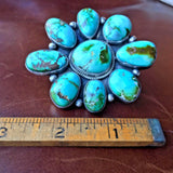 Handmade Statement Sterling Natural Huge Royston Turquoise Cluster Ring Size 8