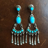 Pearls of Neptune Sleeping Beauty Turquoise Earrings Signed Carlos Santa Fe
