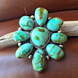 Handmade Statement Sterling Natural Huge Royston Turquoise Cluster Ring Size 8