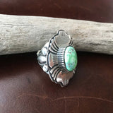 Beautiful Sterling Handmade Round Oval Light Blue Carico Lake Ring Size 7
