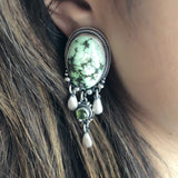Classy Large Sterling Silver Super Rare Demele Turquoise Dangle Earrings