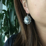 Beautiful Handmade Stamped Sterling Silver White Buffalo Oval Earrings