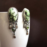Classy Large Sterling Silver Super Rare Demele Turquoise Dangle Earrings
