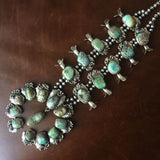 Large Handmade Carico Lake Squash Blossom Naja Necklace Signed B