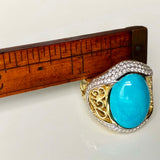 Eye of the Ocean 18K Gold Mini Diamond and Natural Sleeping Beauty Ring Size 6