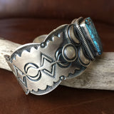 Sterling Silver Bracelet with Chinese Hubei Turquoise Signed Paul Livingston