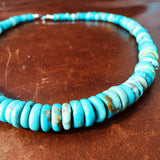 16" Carico Lake Turquoise Beaded Necklace Flat Beads Collector's Pick