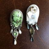 Classy Large Sterling Silver Super Rare Demele Turquoise Dangle Earrings