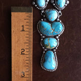 Handmade Sterling Silver Blue Carico Lake Turquoise Medium Cluster Necklace