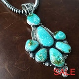 7 Stone Statement Royston Turquoise Necklace Handmade And Signed M R Necklaces / Pendants