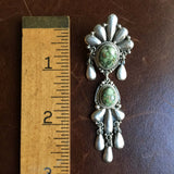 Navajo Handmade Sterling Silver Demele Turquoise Triangular Dangle Earrings