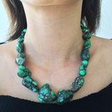 16" Mixed Sized Demale Turquoise Cabs Necklace