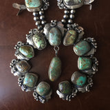 Large Handmade Carico Lake Squash Blossom Naja Necklace Signed B