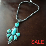 7 Stone Statement Royston Turquoise Necklace Handmade And Signed M R Necklaces / Pendants