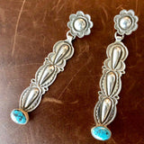 Flower Post Statement Long Sterling Stamped Earrings Spiderweb Kingman