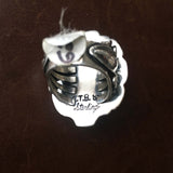 Beautiful Sterling Handmade Round Oval Light Blue Carico Lake Ring Size 7
