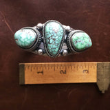 Beautiful Handmade Sterling Silver 3-Stone Carico Lake Turquoise Bracelet