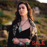 7 Stone Statement Royston Turquoise Necklace Handmade And Signed M R Necklaces / Pendants