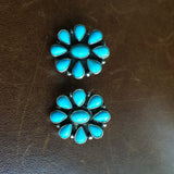 Light Blue Daisy Flower Sleeping Beauty Turquoise Sterling Silver Earrings