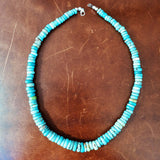 16" Carico Lake Turquoise Beaded Necklace Flat Beads Rare Collection