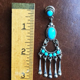 Pearls of Neptune Sleeping Beauty Turquoise Earrings Signed Carlos Santa Fe