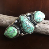 Beautiful Handmade Sterling Silver 3-Stone Carico Lake Turquoise Bracelet