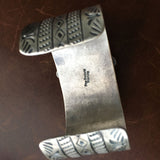 Two Stone Simple Silver Stamp Royston Turquoise Cuff Bracelet Ray Bennet Signed