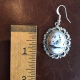 Beautiful Handmade Sterling Silver White Buffalo Oval Earrings Variation 1