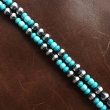 Beautiful Handmade Sterling Campitos Naja with Turquoise and Navajo Bead Chain